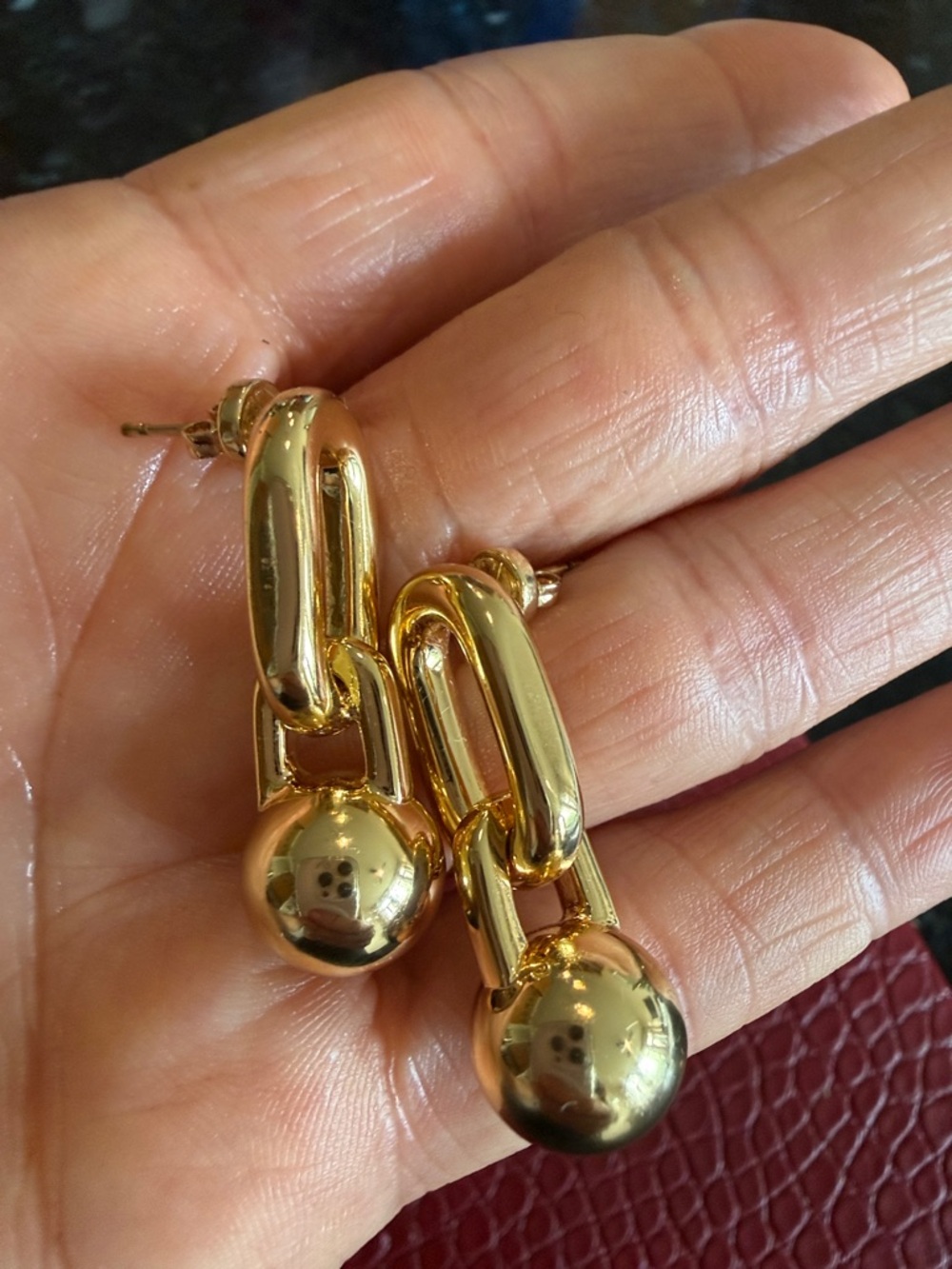 Anine Bing Gold Link Drop Earrings with Ball Charm - Picture 8 of 10